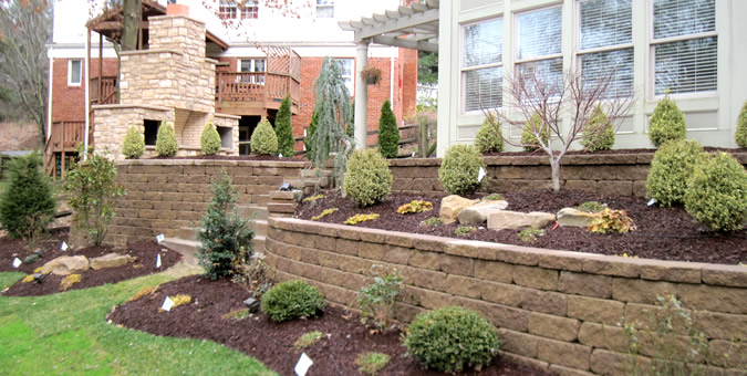 Tiered Retaining Wall, Patio & Steps